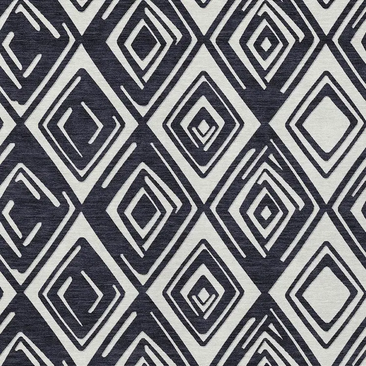 9' X 12' Black And Ivory Geometric Washable Indoor Outdoor Area Rug