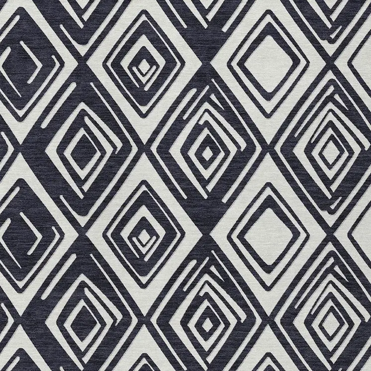 10' X 14' Black And Ivory Geometric Washable Indoor Outdoor Area Rug