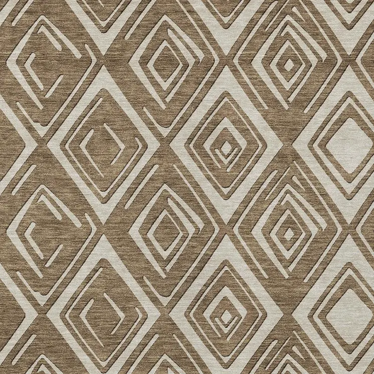 3' X 5' Brown And Beige Geometric Washable Indoor Outdoor Area Rug