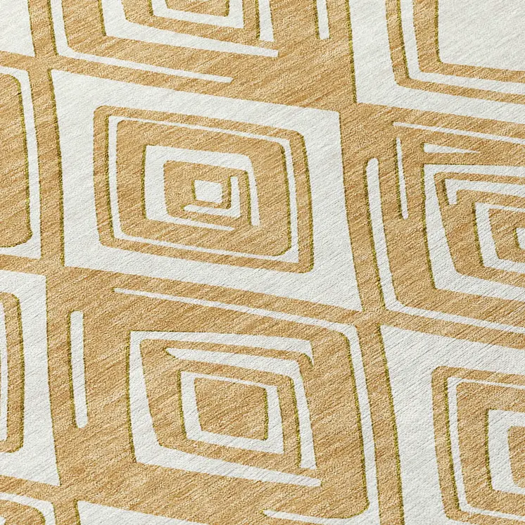 8' X 10' Gold And Ivory Geometric Washable Indoor Outdoor Area Rug
