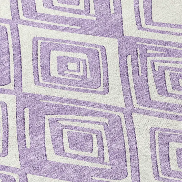 5' X 8' Lavender And Ivory Geometric Washable Indoor Outdoor Area Rug