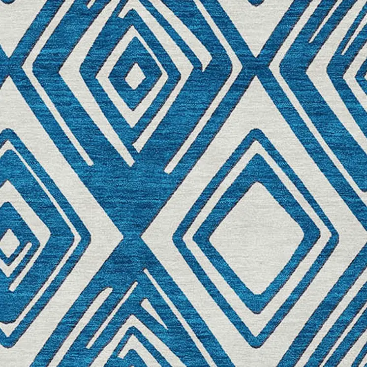 5' X 8' Navy Blue And Ivory Geometric Washable Indoor Outdoor Area Rug