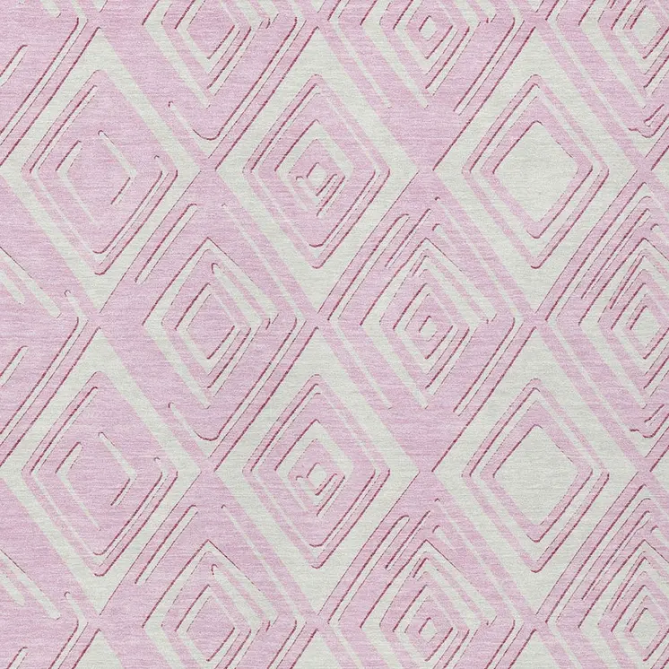 8' X 10' Pink And Ivory Geometric Washable Indoor Outdoor Area Rug