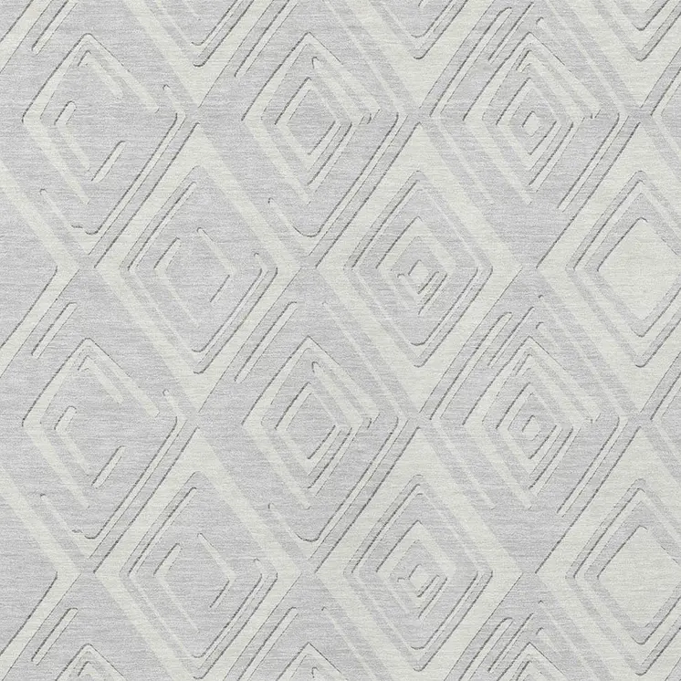 5' X 8' Silver And Ivory Geometric Washable Indoor Outdoor Area Rug