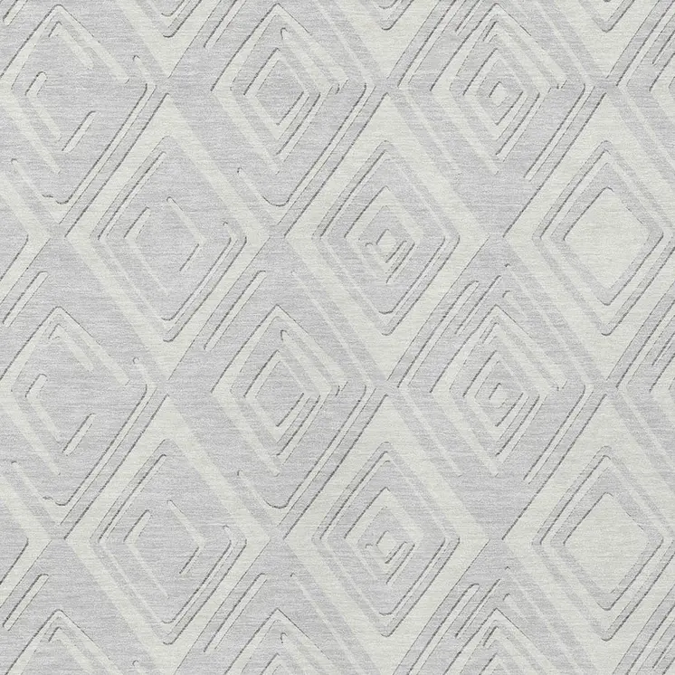 9' X 12' Silver And Ivory Geometric Washable Indoor Outdoor Area Rug