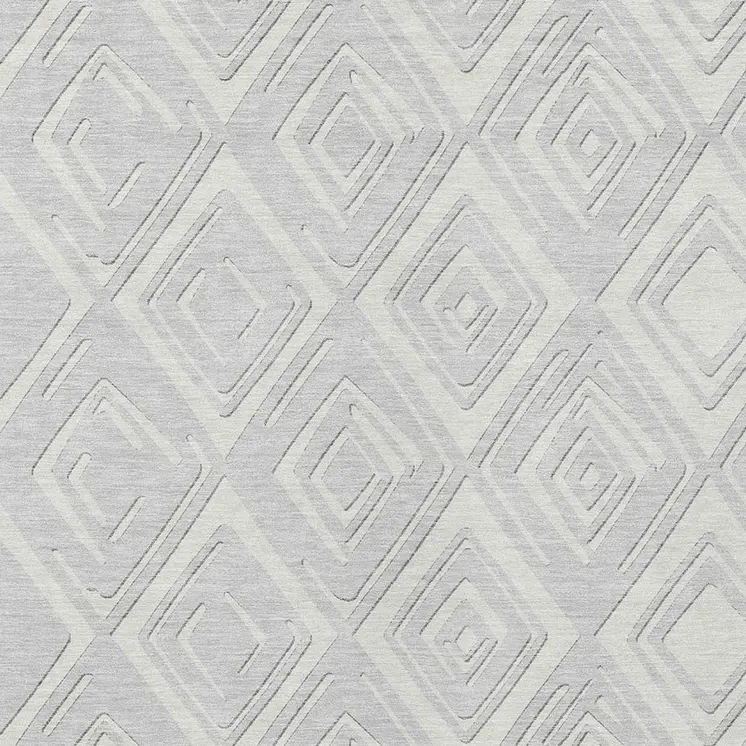 10' X 14' Silver And Ivory Geometric Washable Indoor Outdoor Area Rug