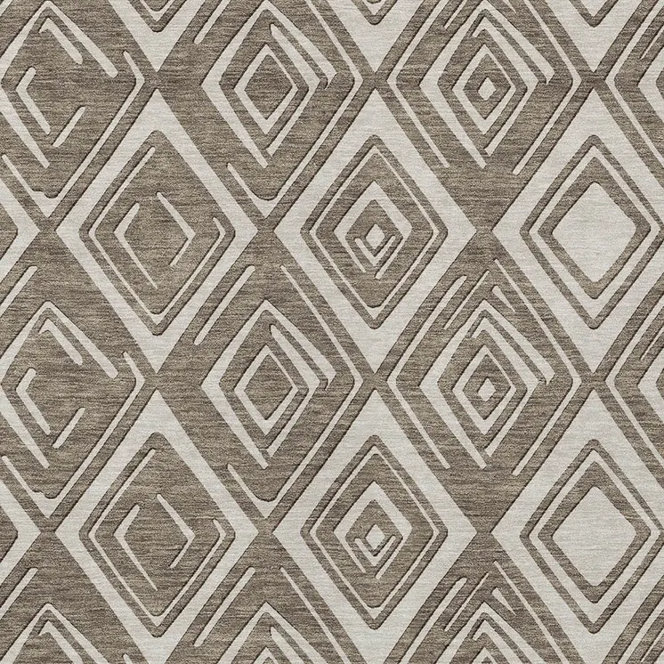 3' X 5' Taupe And Beige Geometric Washable Indoor Outdoor Area Rug