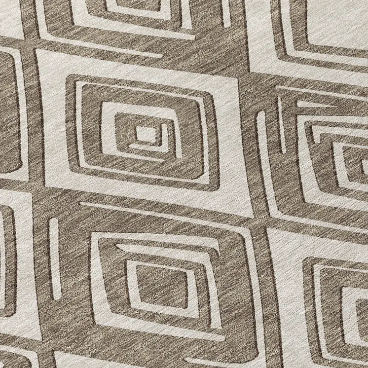 5' X 8' Taupe And Beige Geometric Washable Indoor Outdoor Area Rug