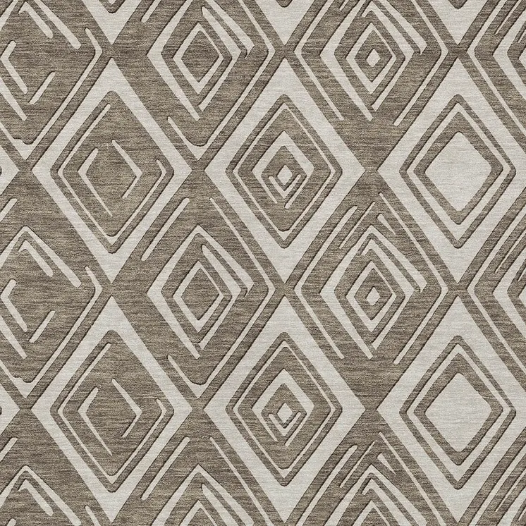 10' X 14' Taupe And Beige Geometric Washable Indoor Outdoor Area Rug
