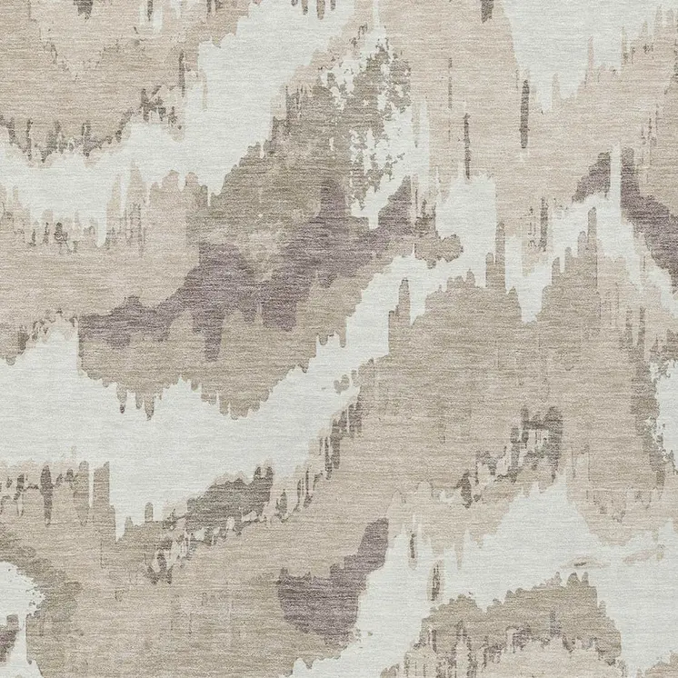 3' X 5' Beige Brown And Ivory Abstract Washable Indoor Outdoor Area Rug