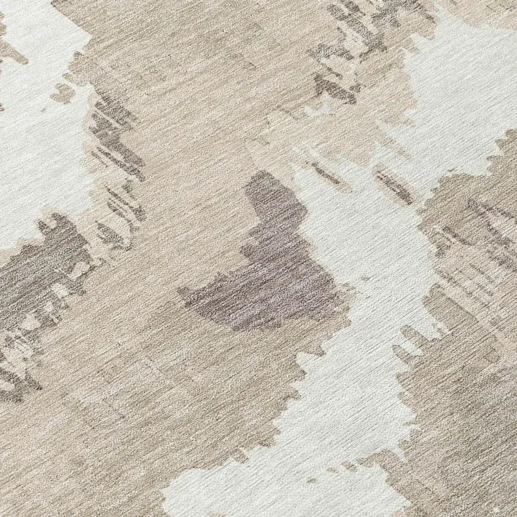 5' X 8' Beige Brown And Ivory Abstract Washable Indoor Outdoor Area Rug