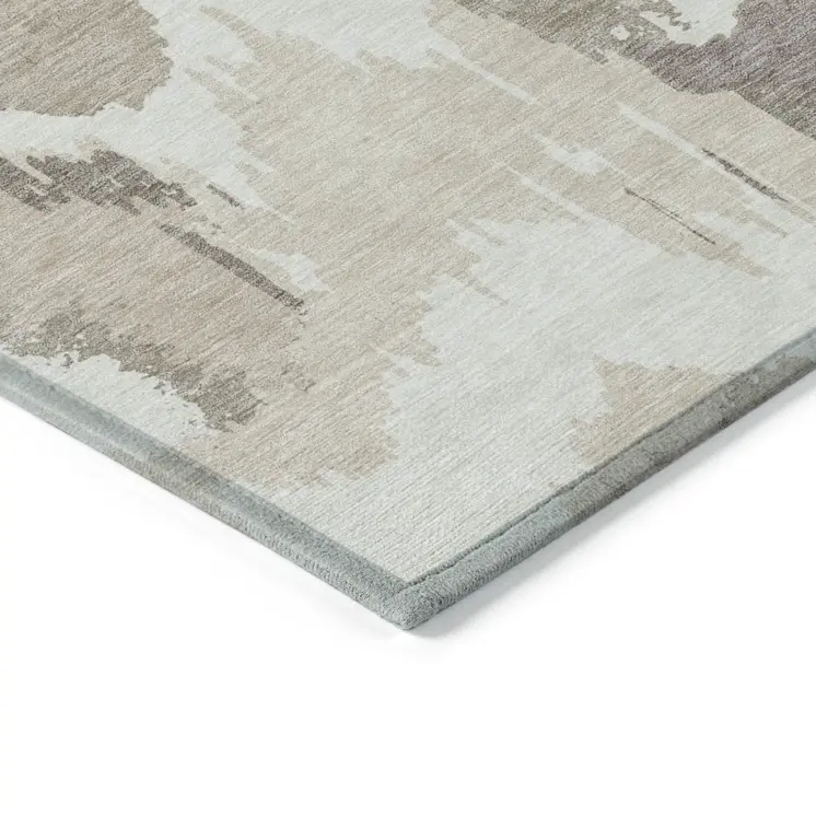 8' X 10' Beige Brown And Ivory Abstract Washable Indoor Outdoor Area Rug