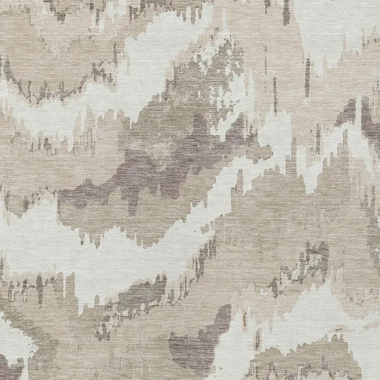 10' X 14' Beige Brown And Ivory Abstract Washable Indoor Outdoor Area Rug