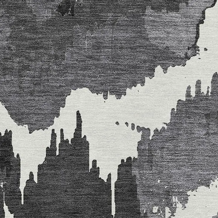 5' X 8' Black Gray And Charcoal Abstract Washable Indoor Outdoor Area Rug