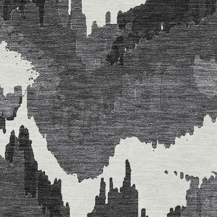 9' X 12' Black Gray And Charcoal Abstract Washable Indoor Outdoor Area Rug
