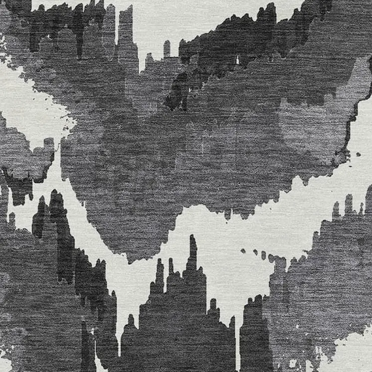 10' X 14' Black Gray And Charcoal Abstract Washable Indoor Outdoor Area Rug