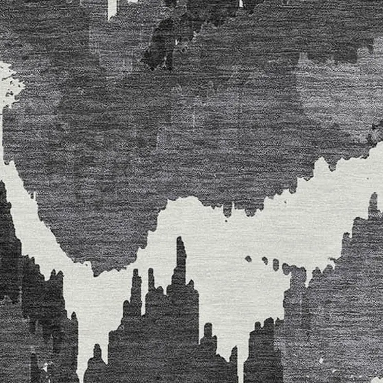10' X 14' Black Gray And Charcoal Abstract Washable Indoor Outdoor Area Rug