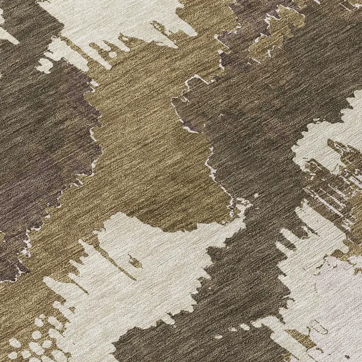 9' X 12' Brown Beige And Taupe Abstract Washable Indoor Outdoor Area Rug