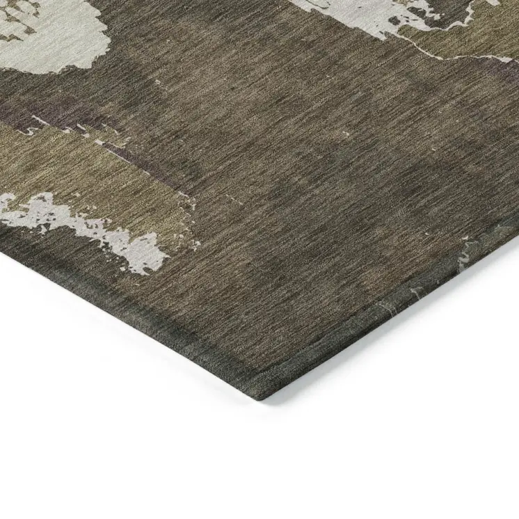 10' X 14' Brown Beige And Taupe Abstract Washable Indoor Outdoor Area Rug