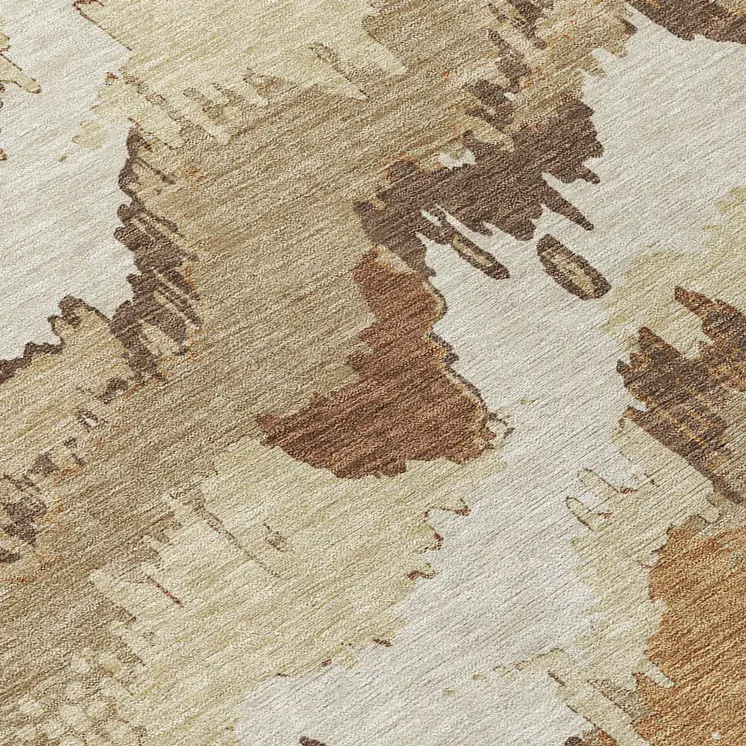 3' X 5' Brown And Beige Abstract Washable Indoor Outdoor Area Rug