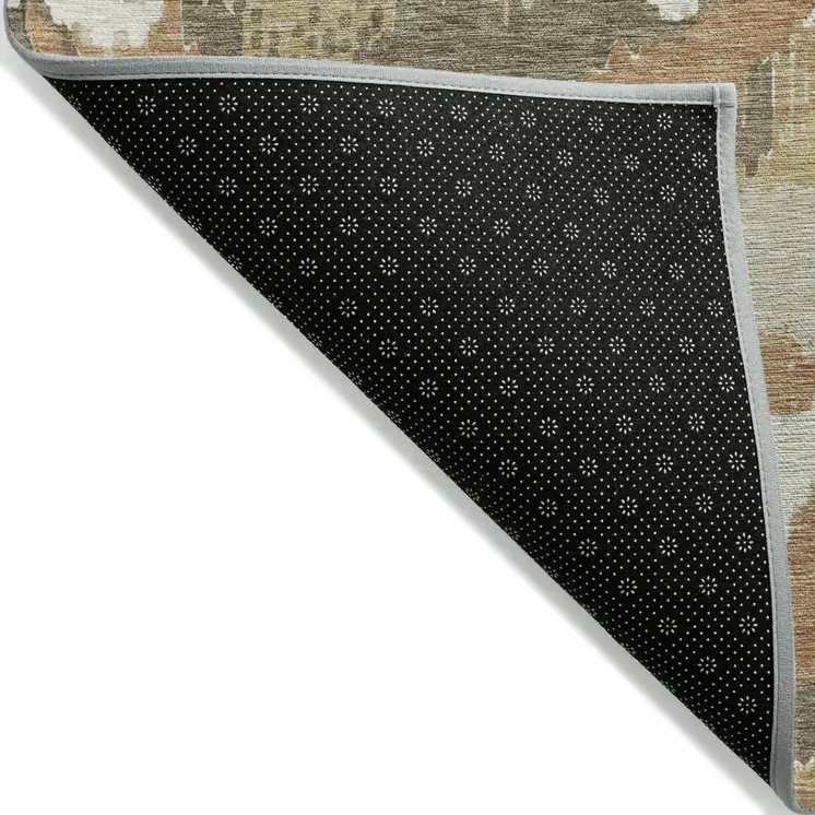 9' X 12' Copper Ivory And Brown Abstract Washable Indoor Outdoor Area Rug