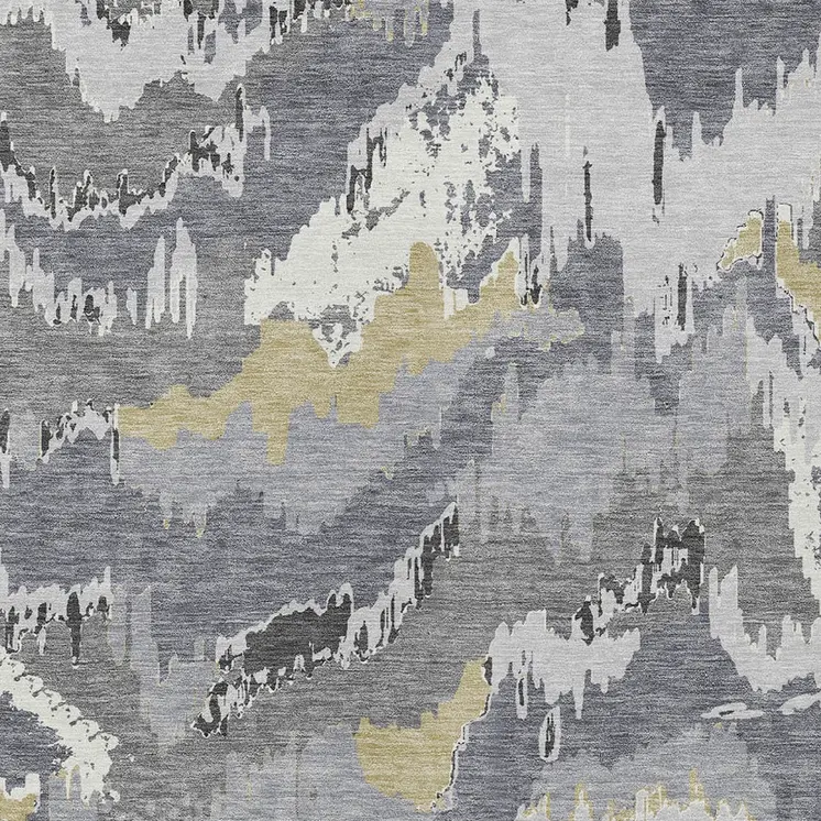 8' X 10' Gray Silver And Charcoal Abstract Washable Indoor Outdoor Area Rug