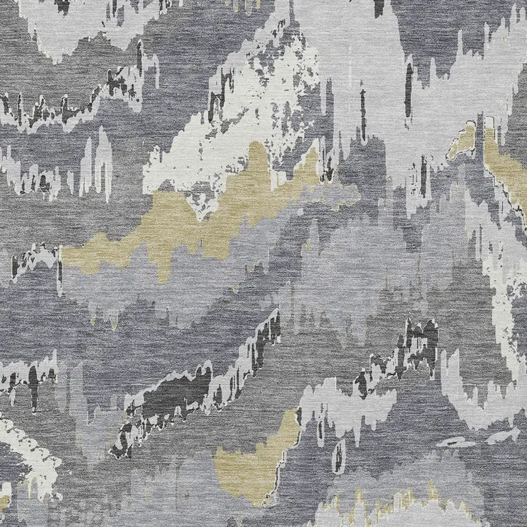10' X 14' Gray Silver And Charcoal Abstract Washable Indoor Outdoor Area Rug
