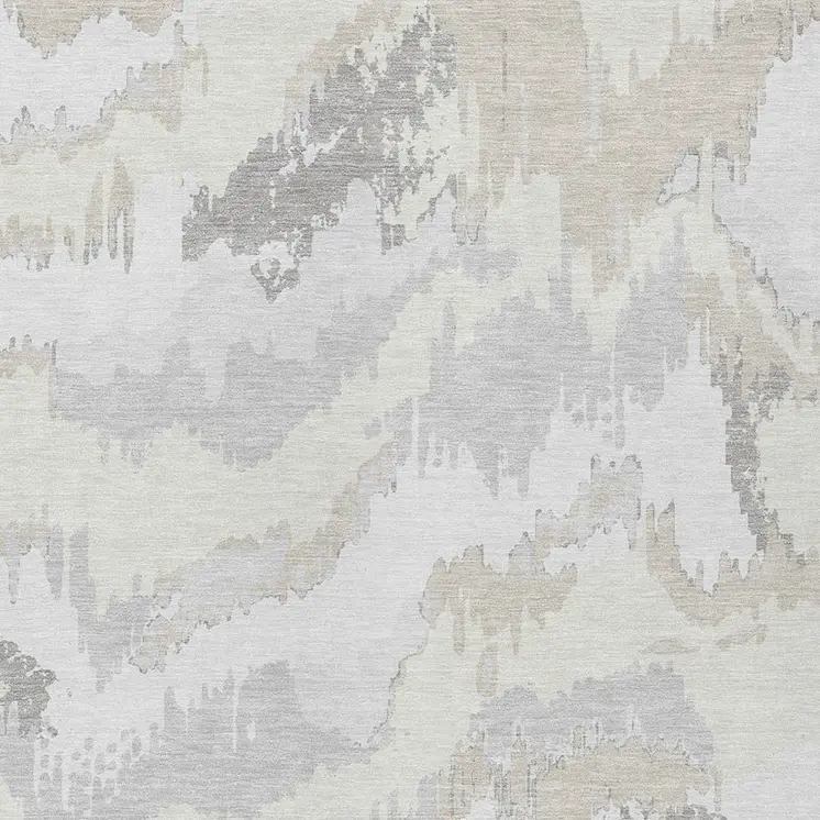 3' X 5' Ivory Beige And Cream Abstract Washable Indoor Outdoor Area Rug