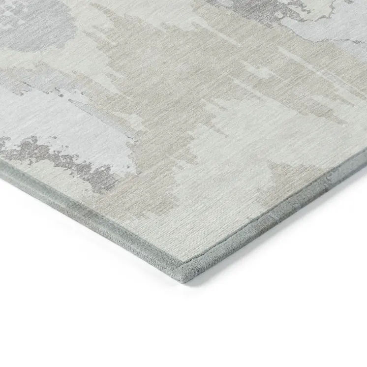5' X 8' Ivory Beige And Cream Abstract Washable Indoor Outdoor Area Rug