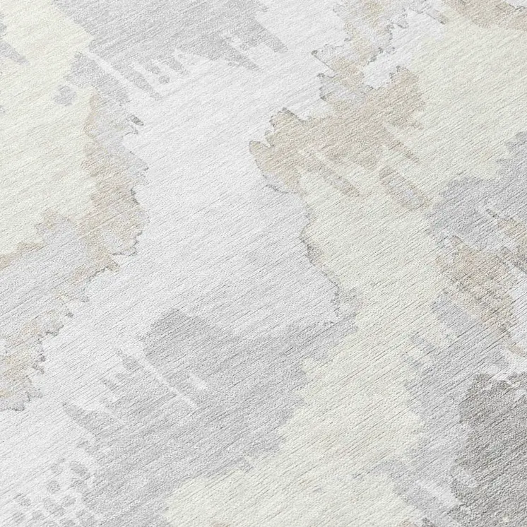 8' Ivory Beige And Cream Round Abstract Washable Indoor Outdoor Area Rug