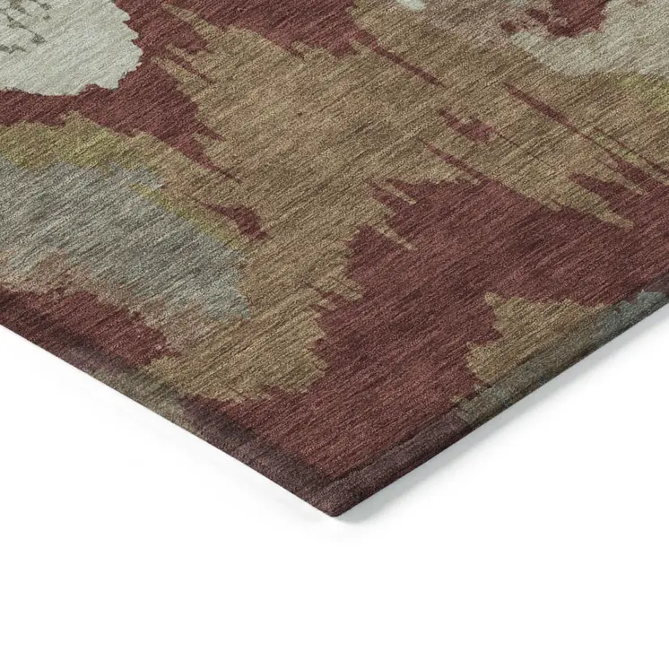 5' X 8' Orange Copper And Beige Abstract Washable Indoor Outdoor Area Rug