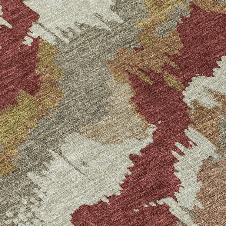 5' X 8' Orange Copper And Beige Abstract Washable Indoor Outdoor Area Rug