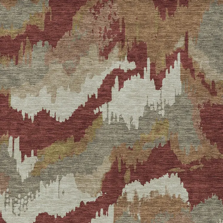 8' X 10' Orange Copper And Beige Abstract Washable Indoor Outdoor Area Rug