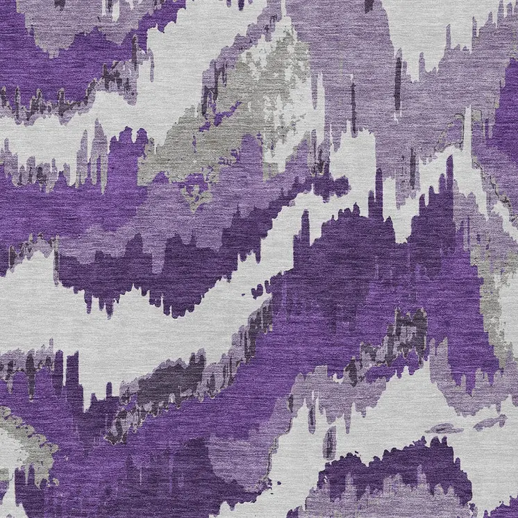 3' X 5' Purple Lavender And Gray Abstract Washable Indoor Outdoor Area Rug