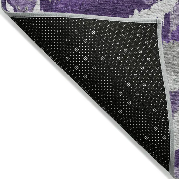 8' X 10' Purple Lavender And Gray Abstract Washable Indoor Outdoor Area Rug
