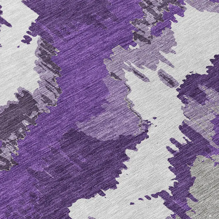 8' X 10' Purple Lavender And Gray Abstract Washable Indoor Outdoor Area Rug