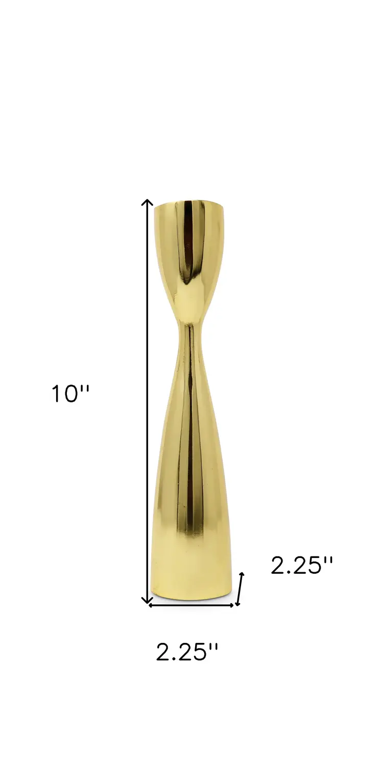 10" Gold Stainless Steel Tabletop Taper Candlestick