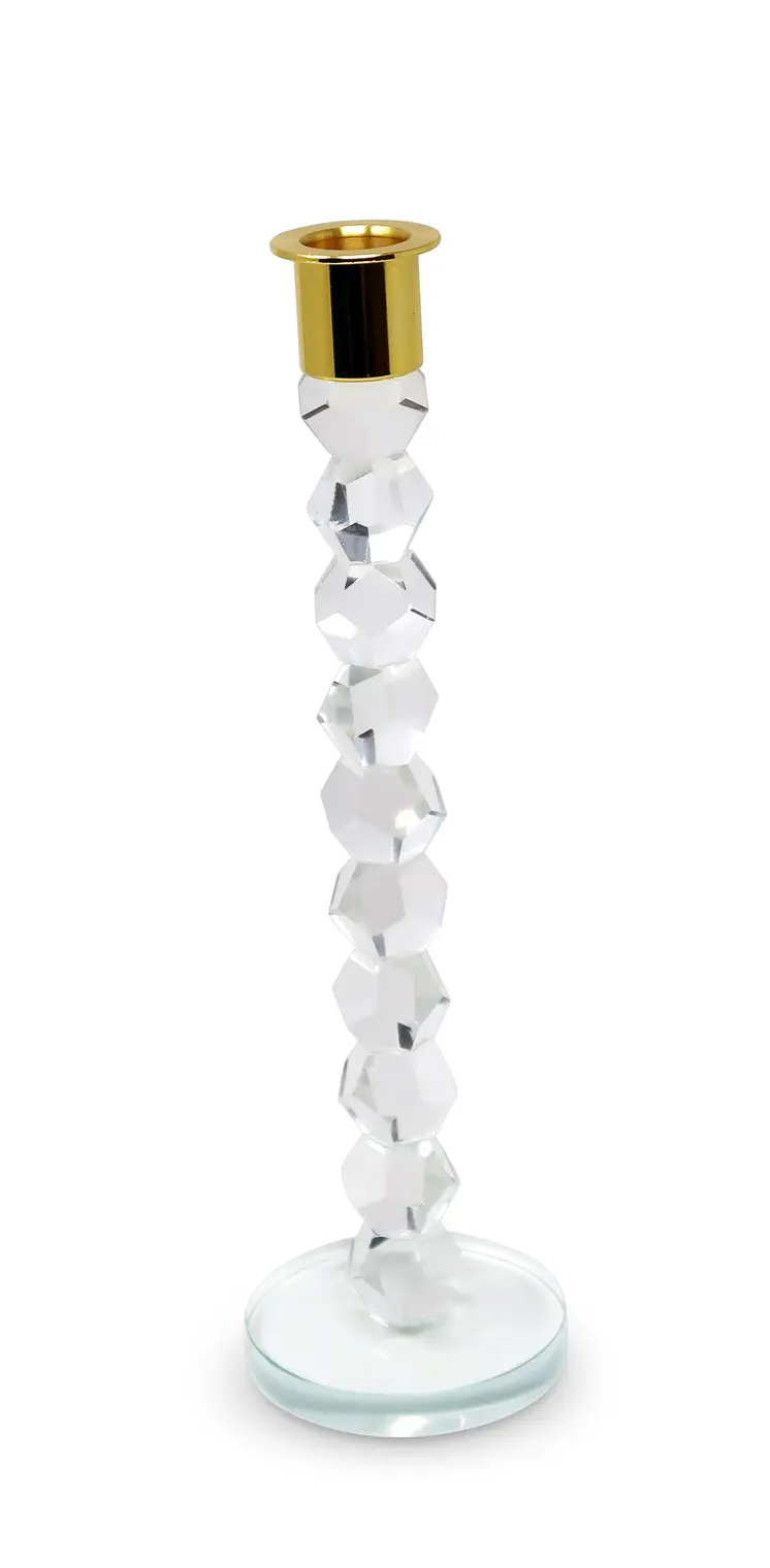 11" Gold Crystal Abstract Tabletop Candle Holder For Wedding
