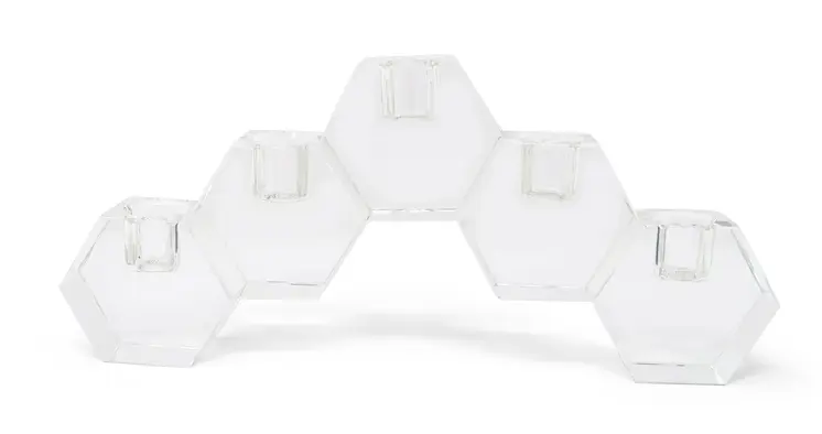 5" Clear Crystal Geometric Tabletop Candelabra Candle Holder