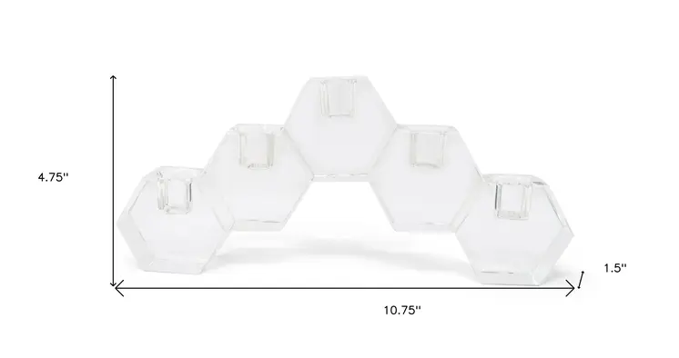 5" Clear Crystal Geometric Tabletop Candelabra Candle Holder