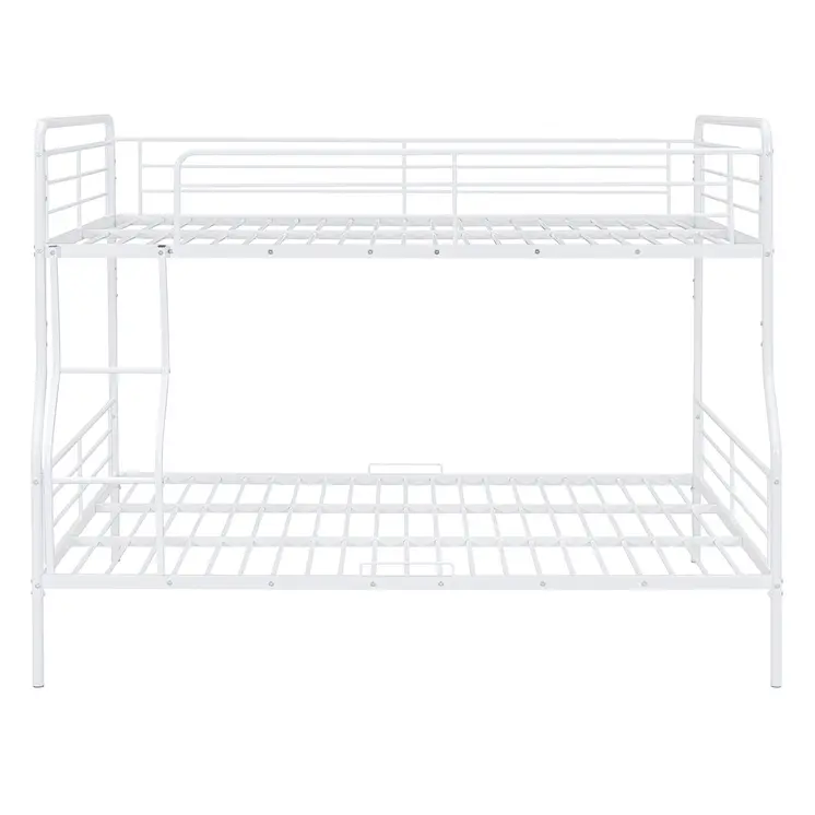 White Full XL Over Queen Contemporary Metal Bunk Bed