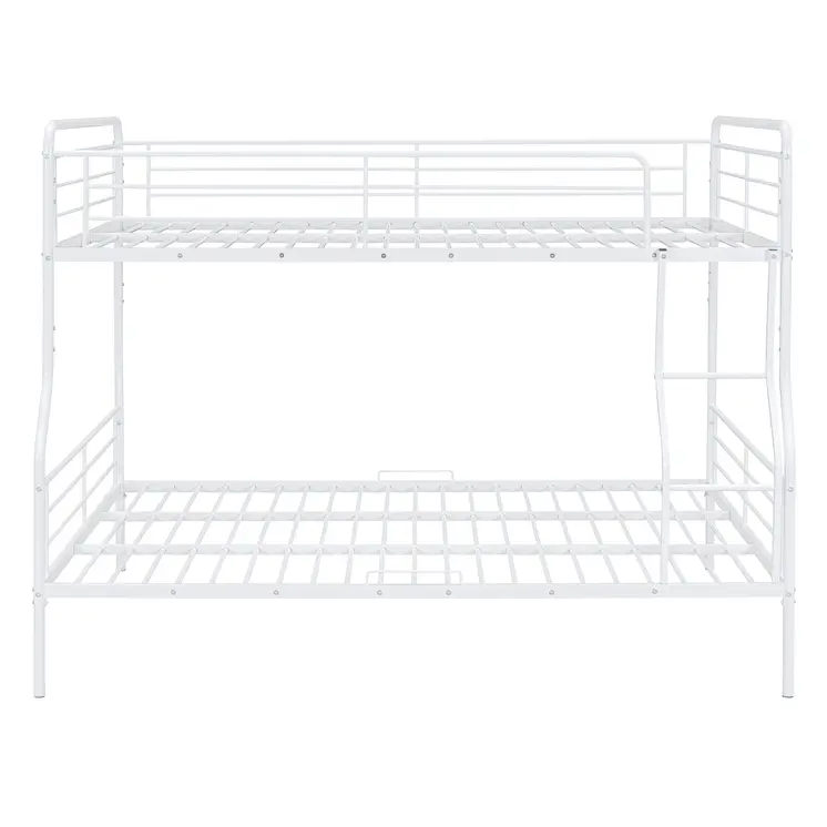 White Full XL Over Queen Contemporary Metal Bunk Bed