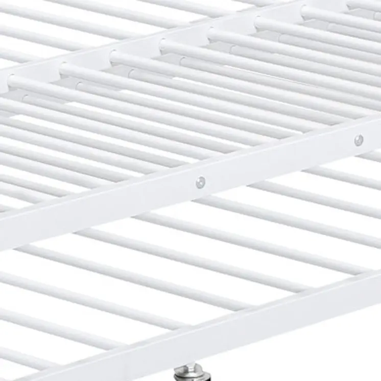 White Full XL Over Queen Contemporary Metal Bunk Bed With Trundle