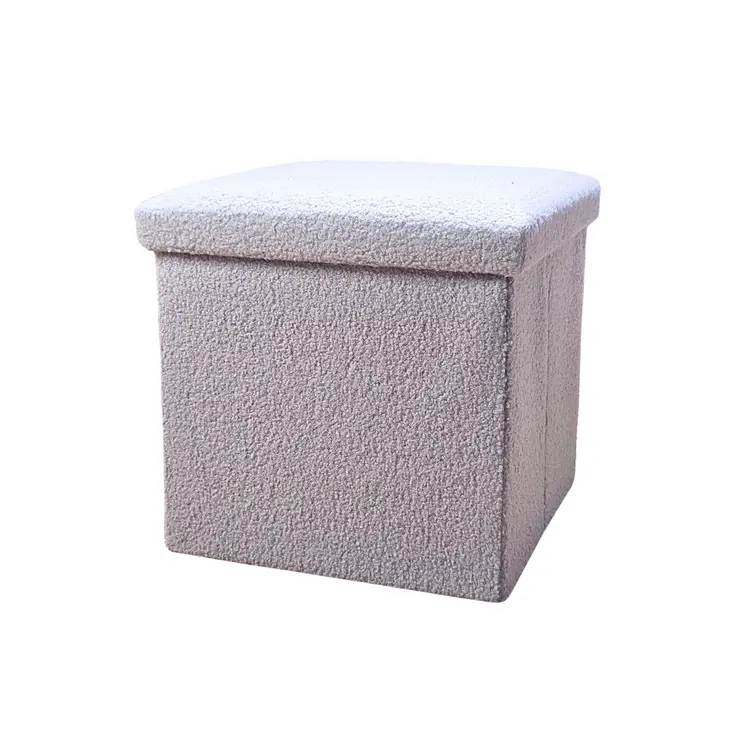 15" Gray Boucle Cube Storage Ottoman
