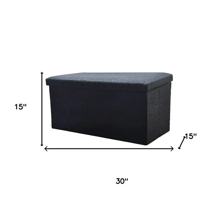 30" Black Boucle Storage Ottoman