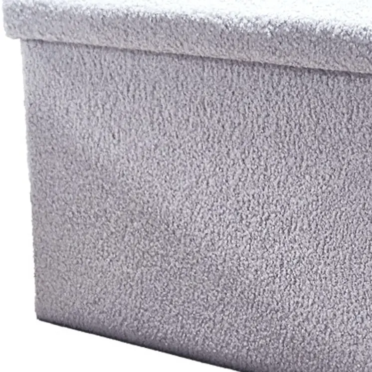 30" Gray Boucle Storage Ottoman