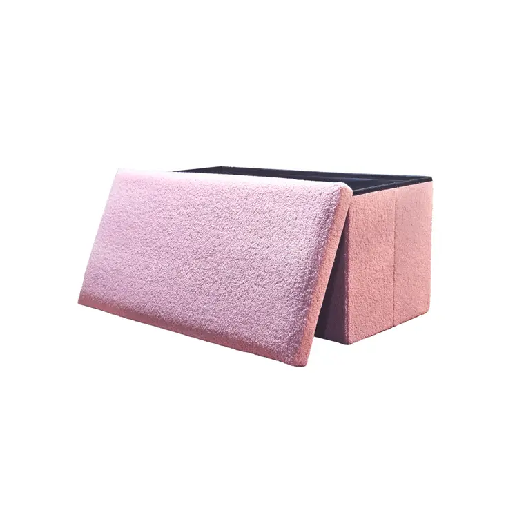 30" Pink Boucle Storage Ottoman