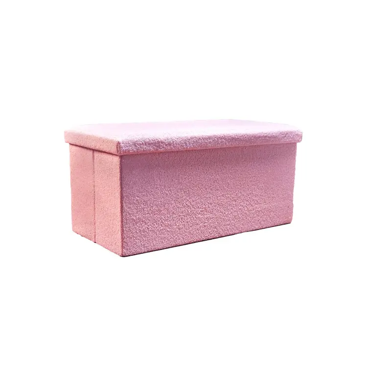 30" Pink Boucle Storage Ottoman
