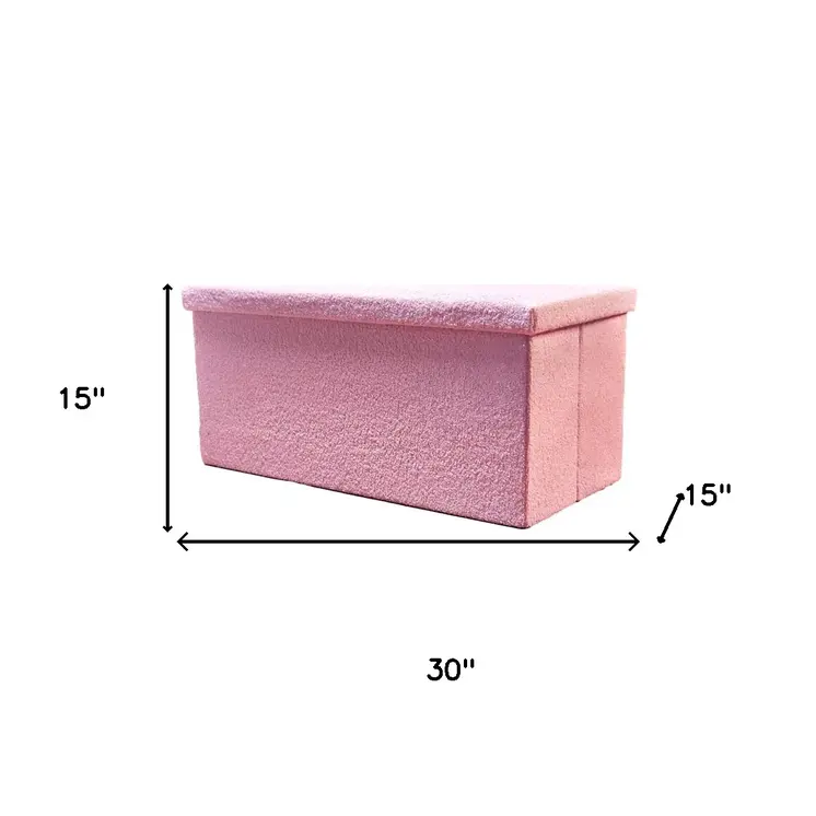 30" Pink Boucle Storage Ottoman