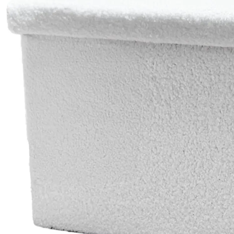 30" White Boucle Storage Ottoman